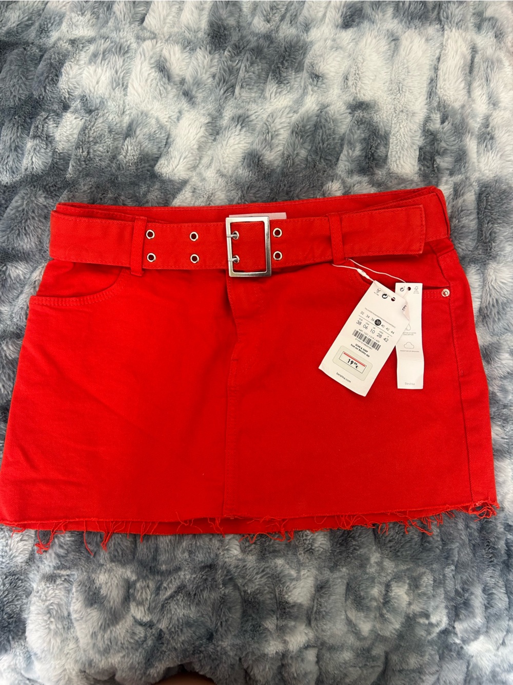 Red Belted Mini Skirt